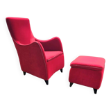 Senta armchair / hocker / ottoman by Gerard van den Berg for Wittmann / red velvet upholstery / marked - Stunning condition