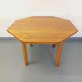 Table octogonale vintage des années 80 en orme avec rallonge