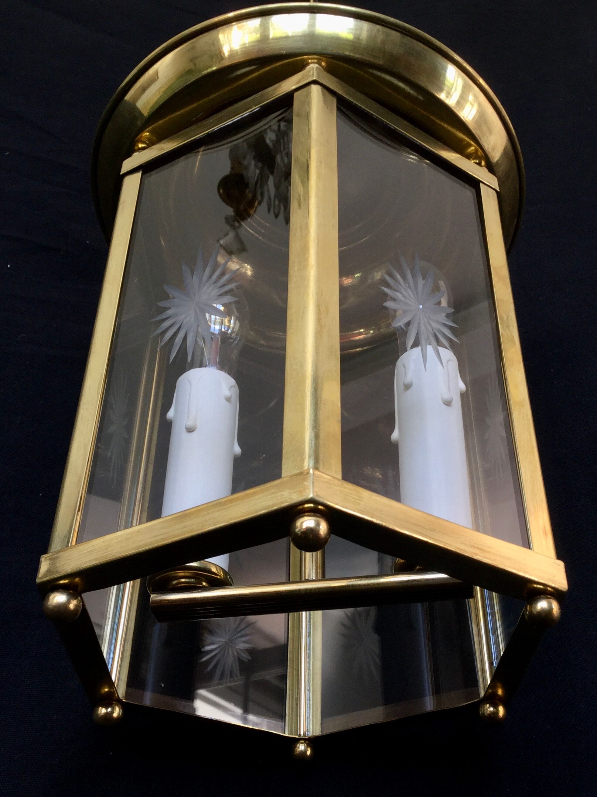 Lantern 2 lights in bronze and brass