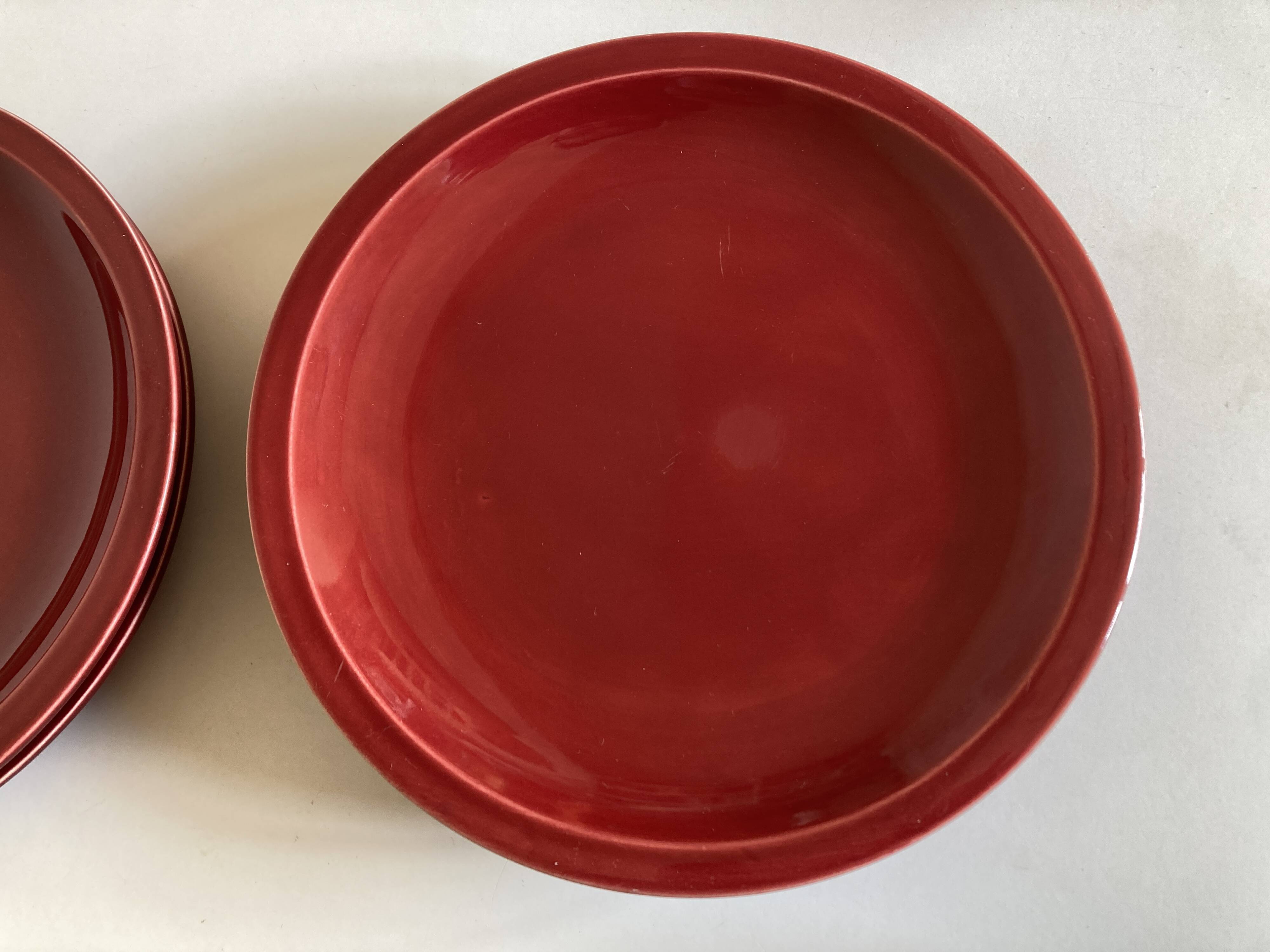 Set of 5 flat plates mid-century 1970 Longchamp earthenware