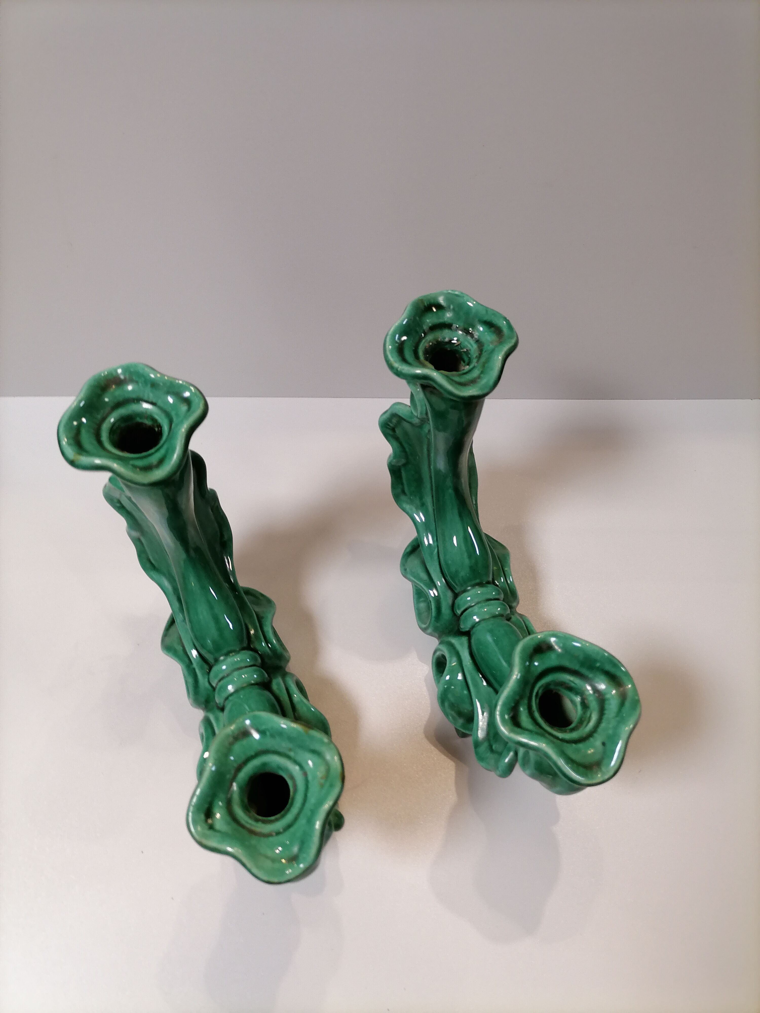 Pair of ceramic candle holders