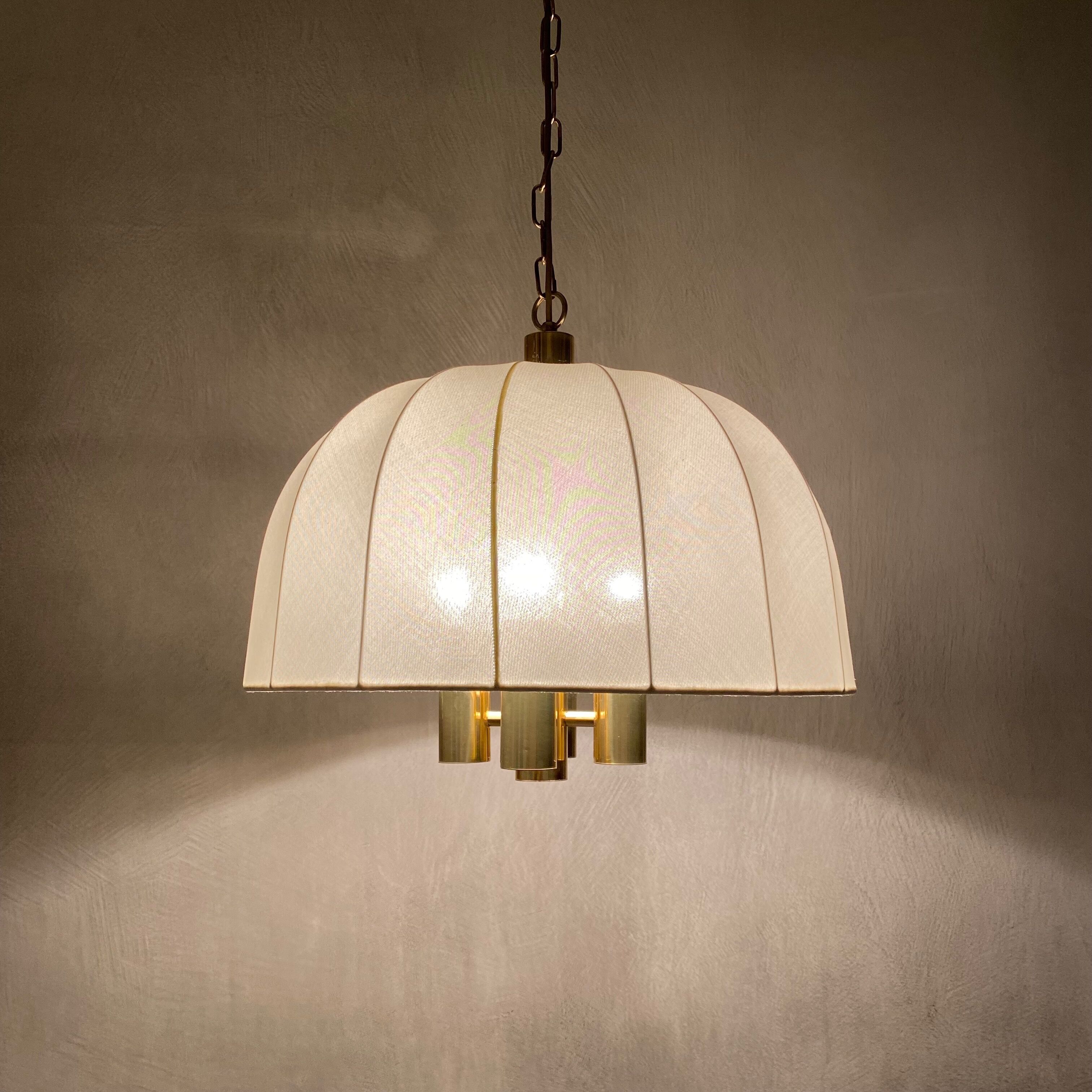 Hanging lamp wkr leuchten, brass chandelier, vintage interior.