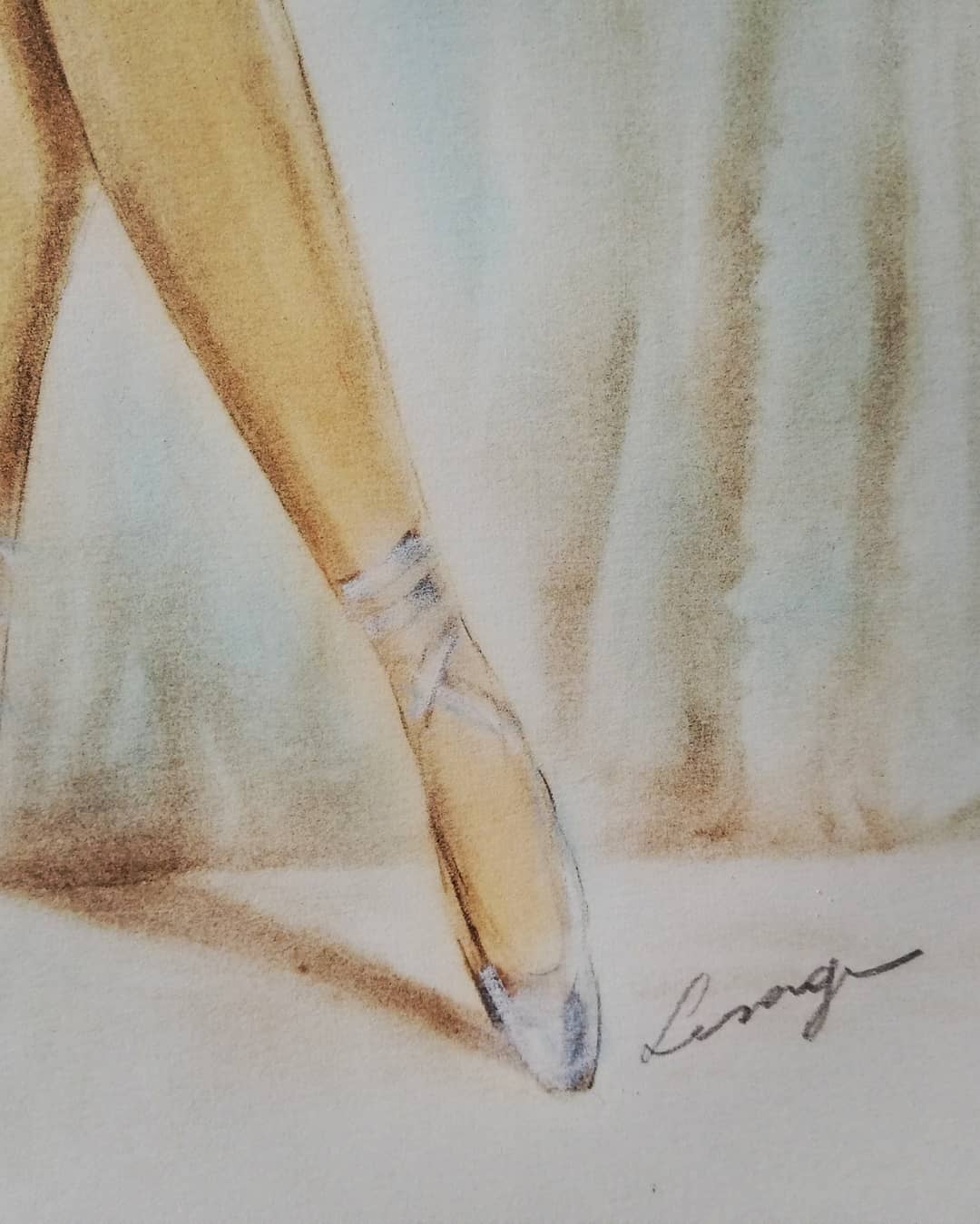 1950s watercolor lithograph by Lesage