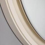 VINTAGE ROUND WALL MIRROR FROM THE 1970S IN WHITE WOOD, ITALIAN DESIGN