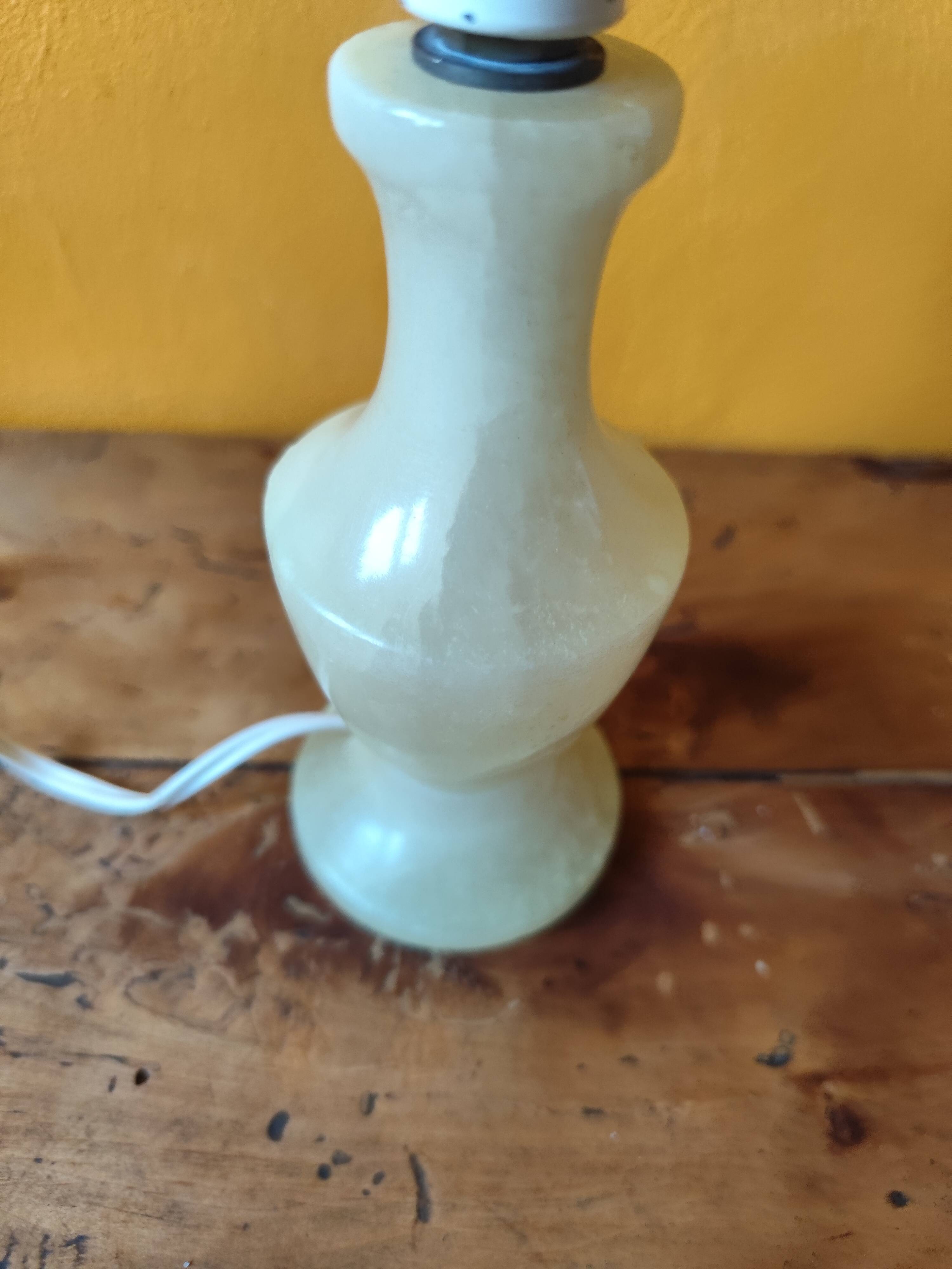 Beige marbled stone lamp - small alabaster lamp
