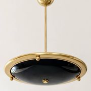 Vintage suspension in gilded brass and black lacquer – Sculptural design from the 70s