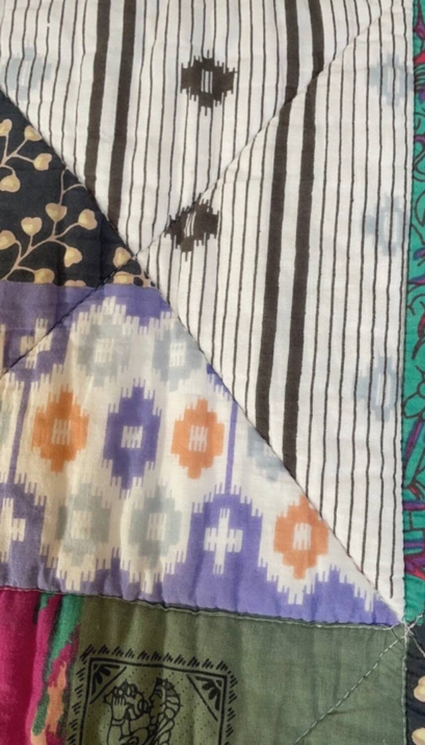 Ikat cotton patchwork plaid
