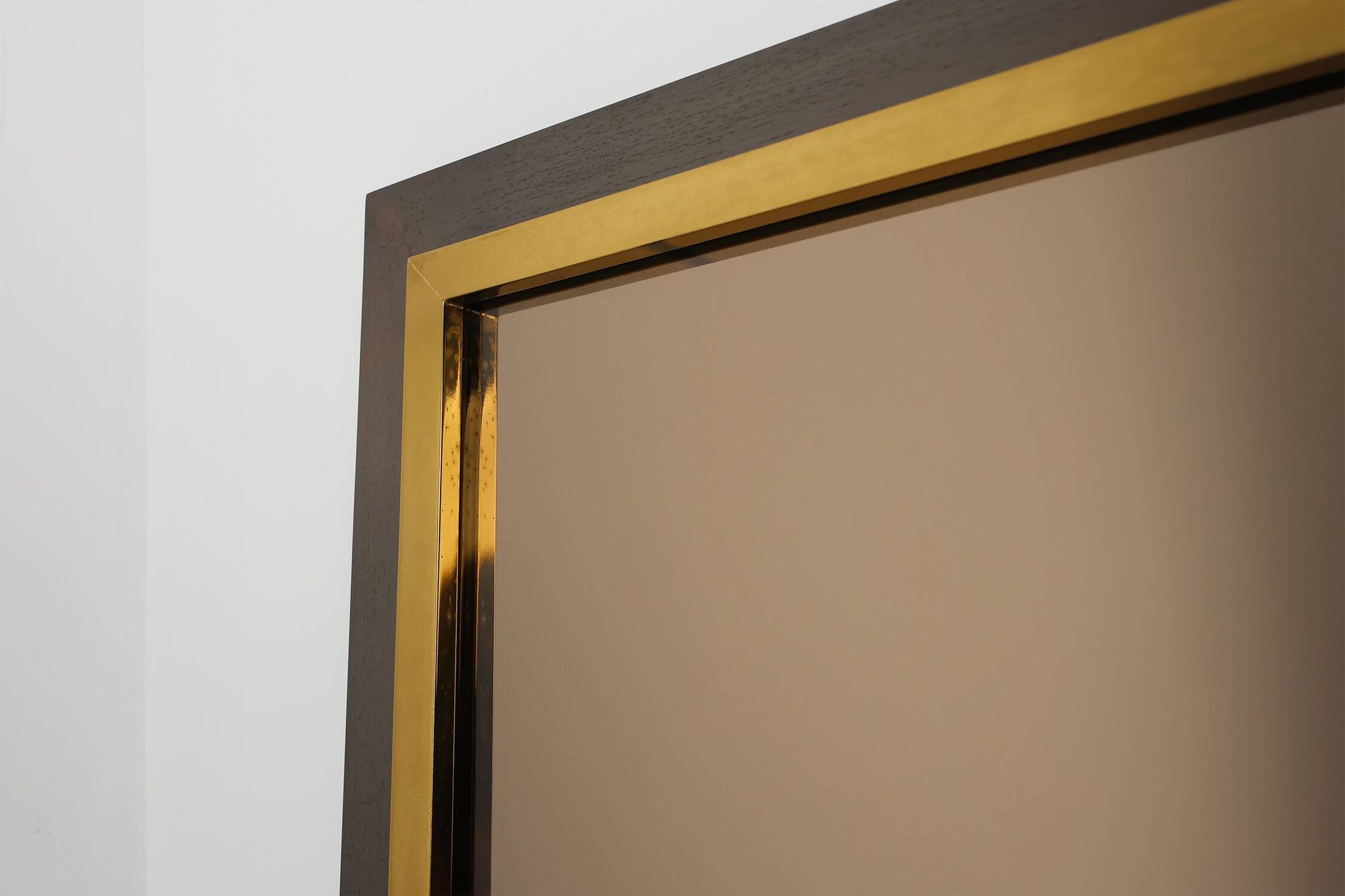 Belgian Mid-Century Belgo Chrome Mirror in Copper and Fumé Glass, 1980s