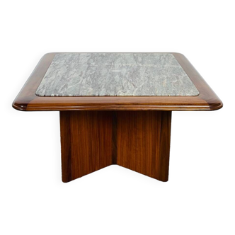 Marble and teak coffee table