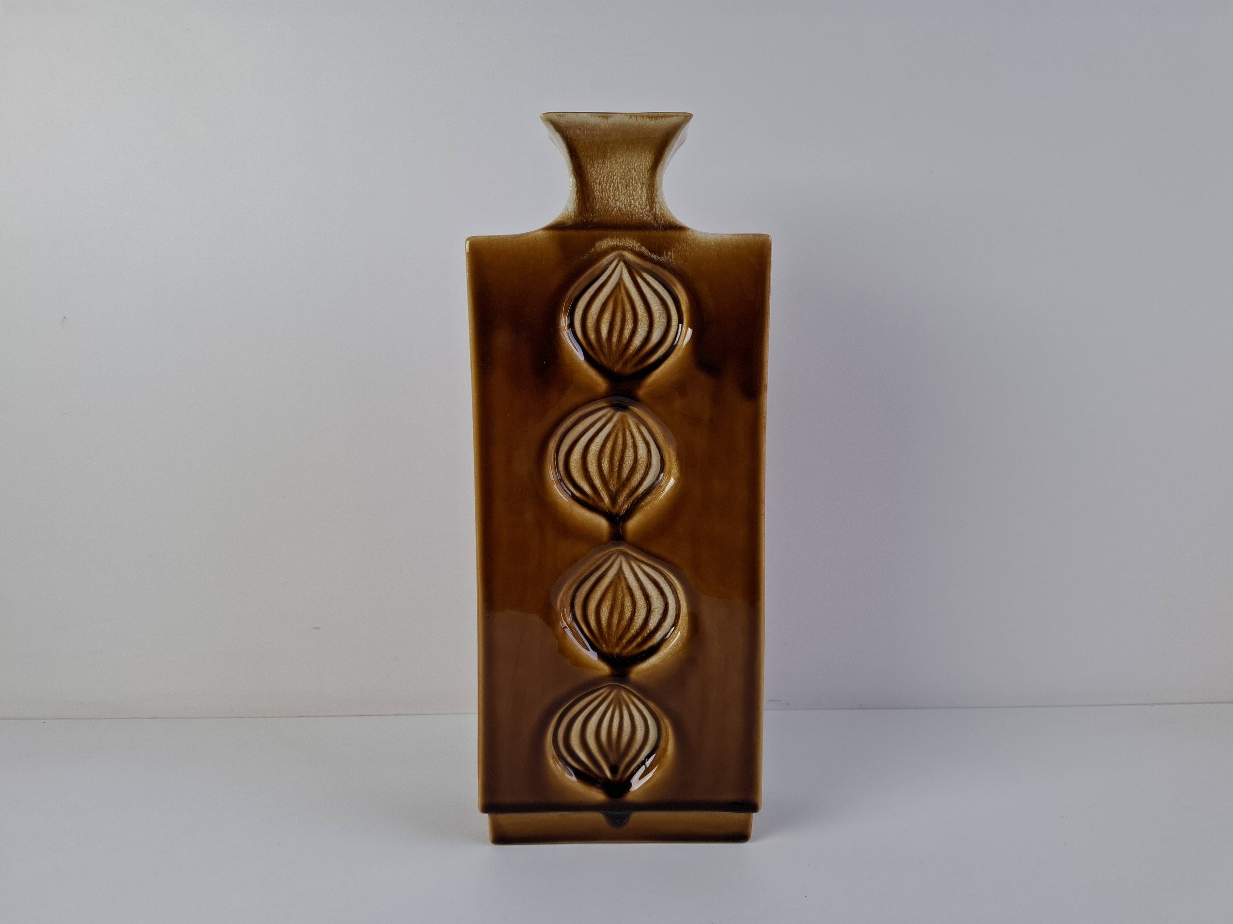 Mid Century Czech Brown Ceramic Vase Ditmar Urbach, 1960's.