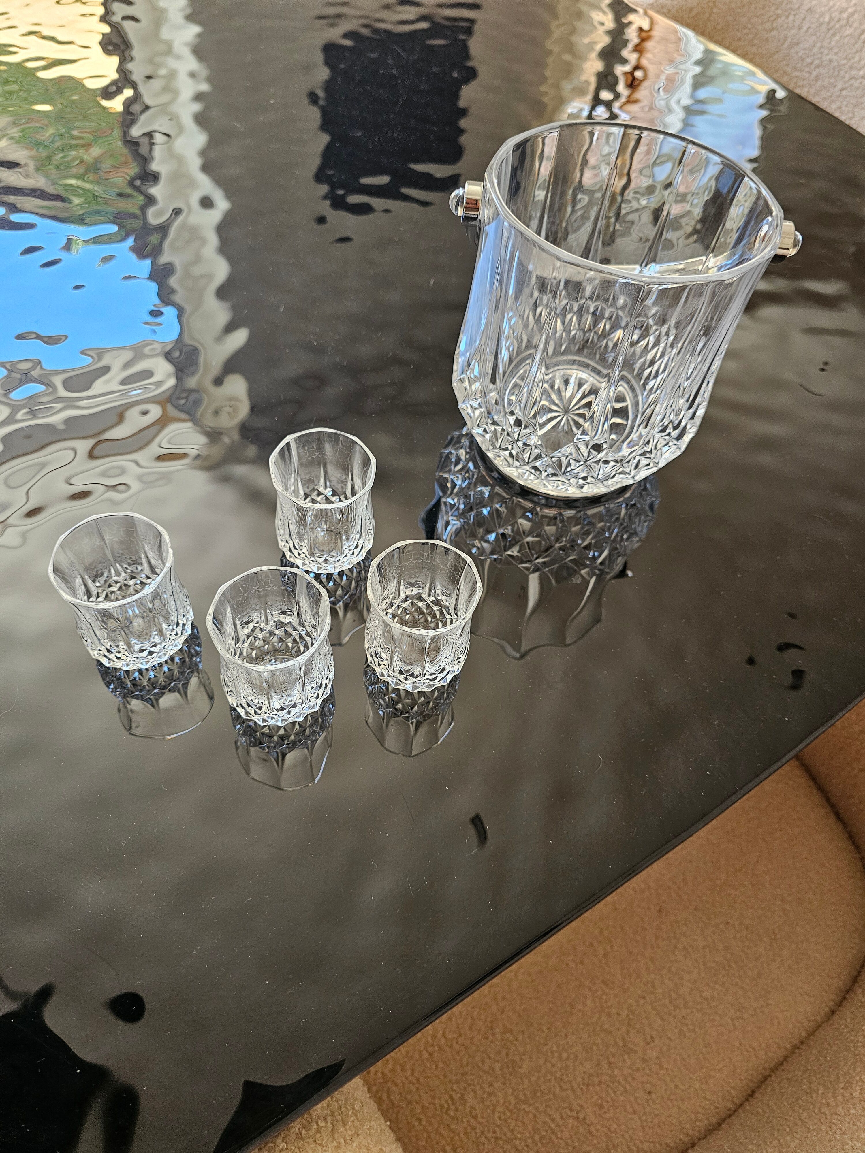 Liqueur set and ice bucket in crystal – Cristal d'Arques "Longchamp"