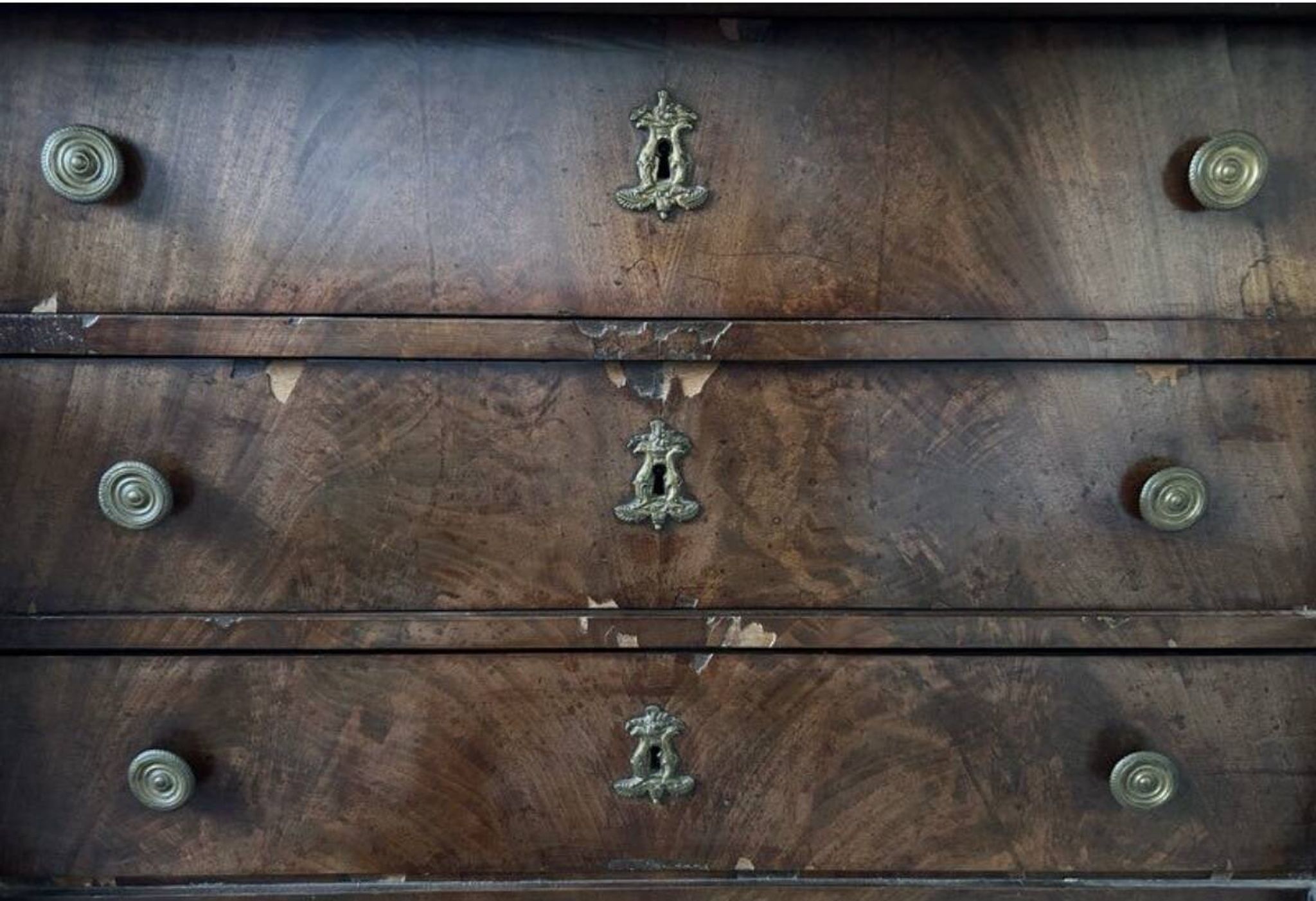 Commode Empire plateau en acajou et marbre