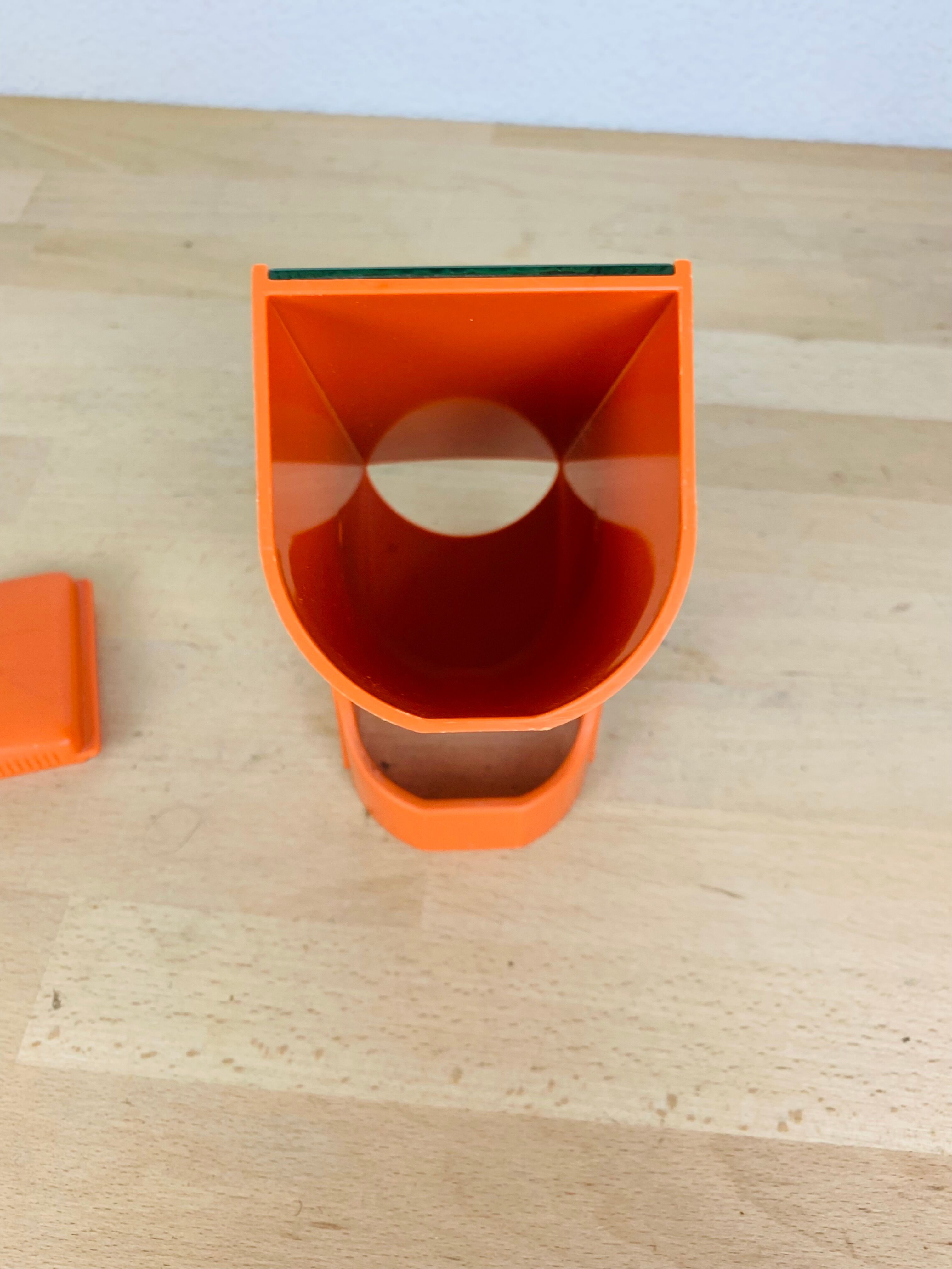 Miroir orange space age distributeur de cotons
