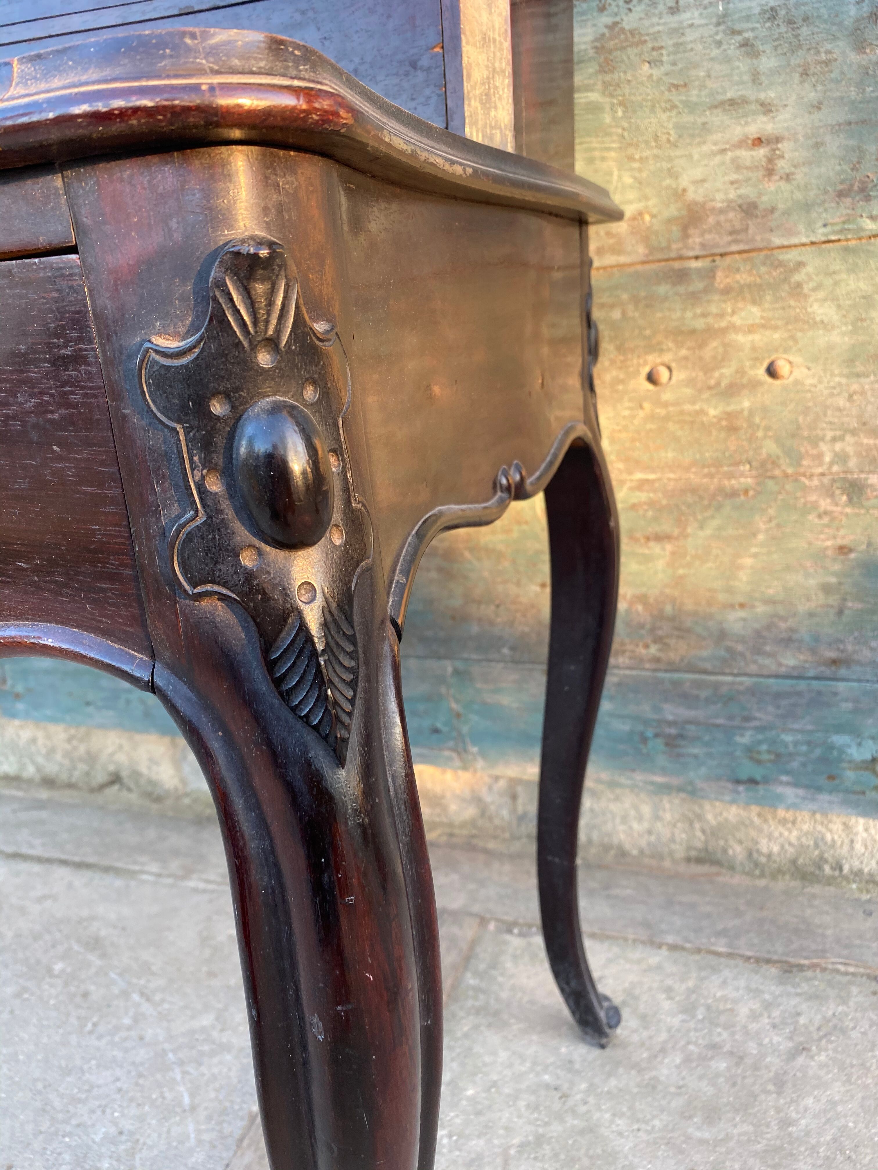 Bureau bonheur du jour Louis XV acajou 19eme