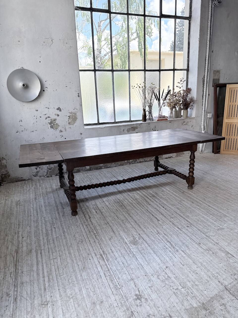 Solid oak table 1900 drapery style XL 280cm with extensions