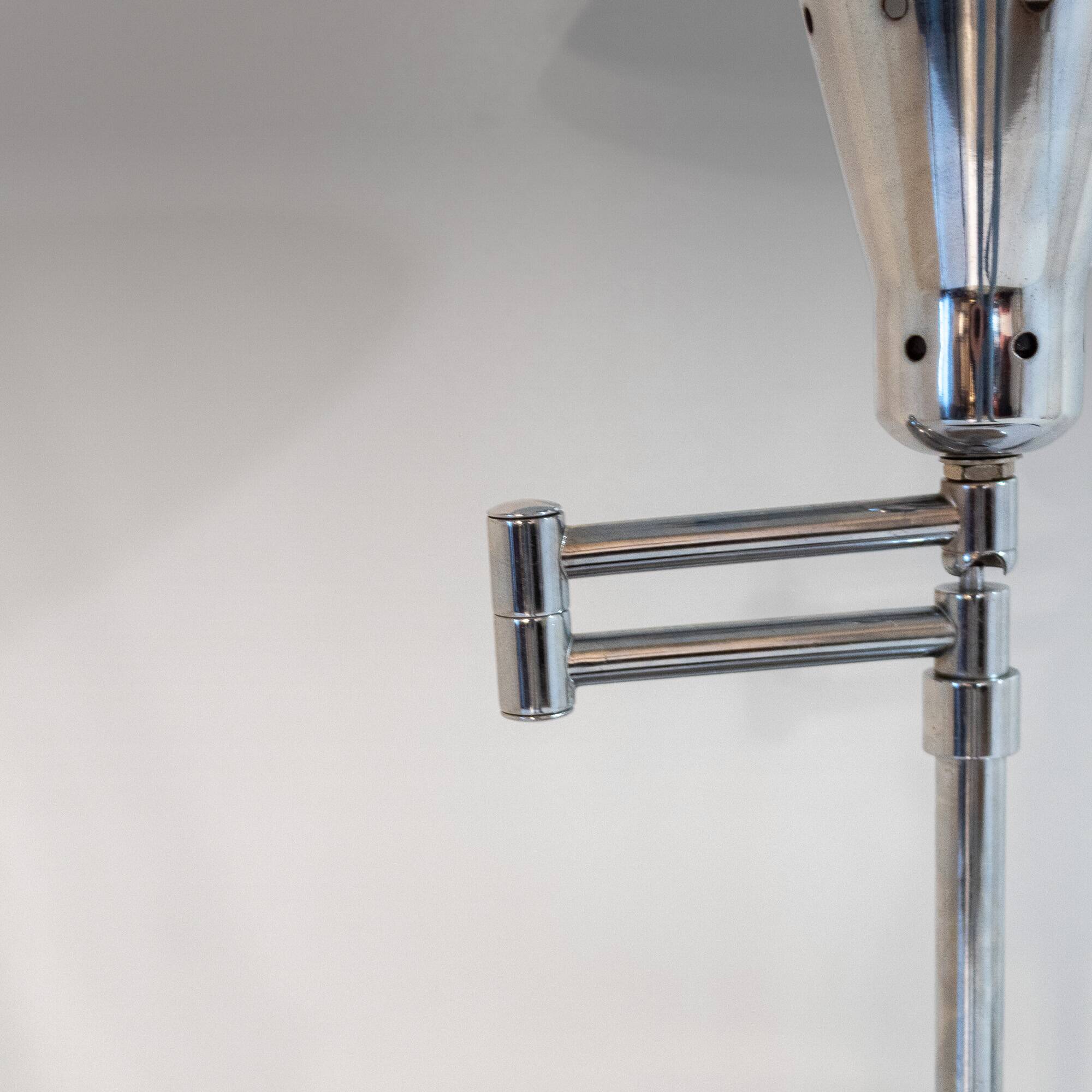 Bauhaus Chromed Desk Lamp with Adjustable Lampshade, Italy 1950s