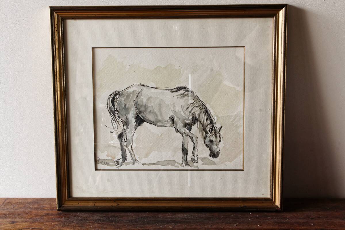 Aquarelle équestre, signée DEM (Denis Moulin)