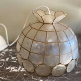 Vintage mother-of-pearl and brass pendant light