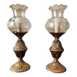 Paire de lampes rétro en laiton