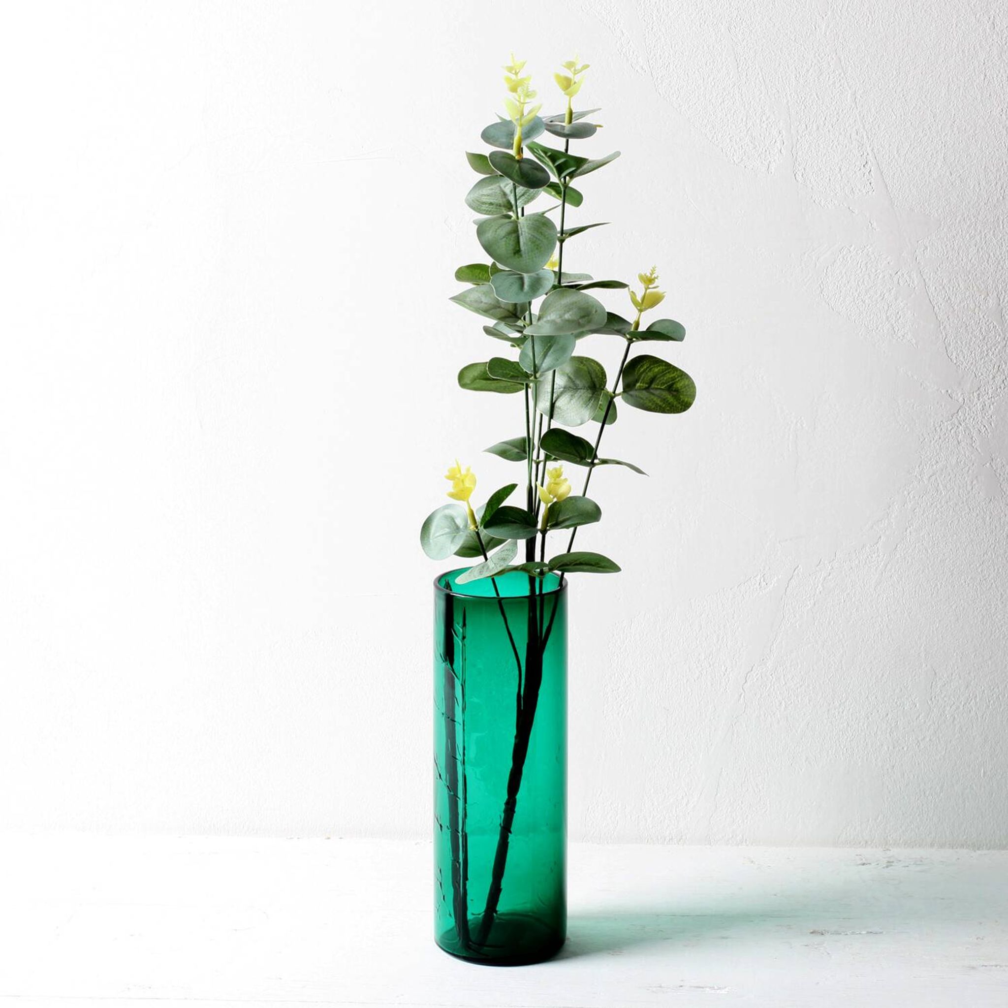 Green Mid-century Glass Vase Ek with Plant Pattern / Björkshults Glasbruk
