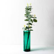 Green Mid-century Glass Vase Ek with Plant Pattern / Björkshults Glasbruk