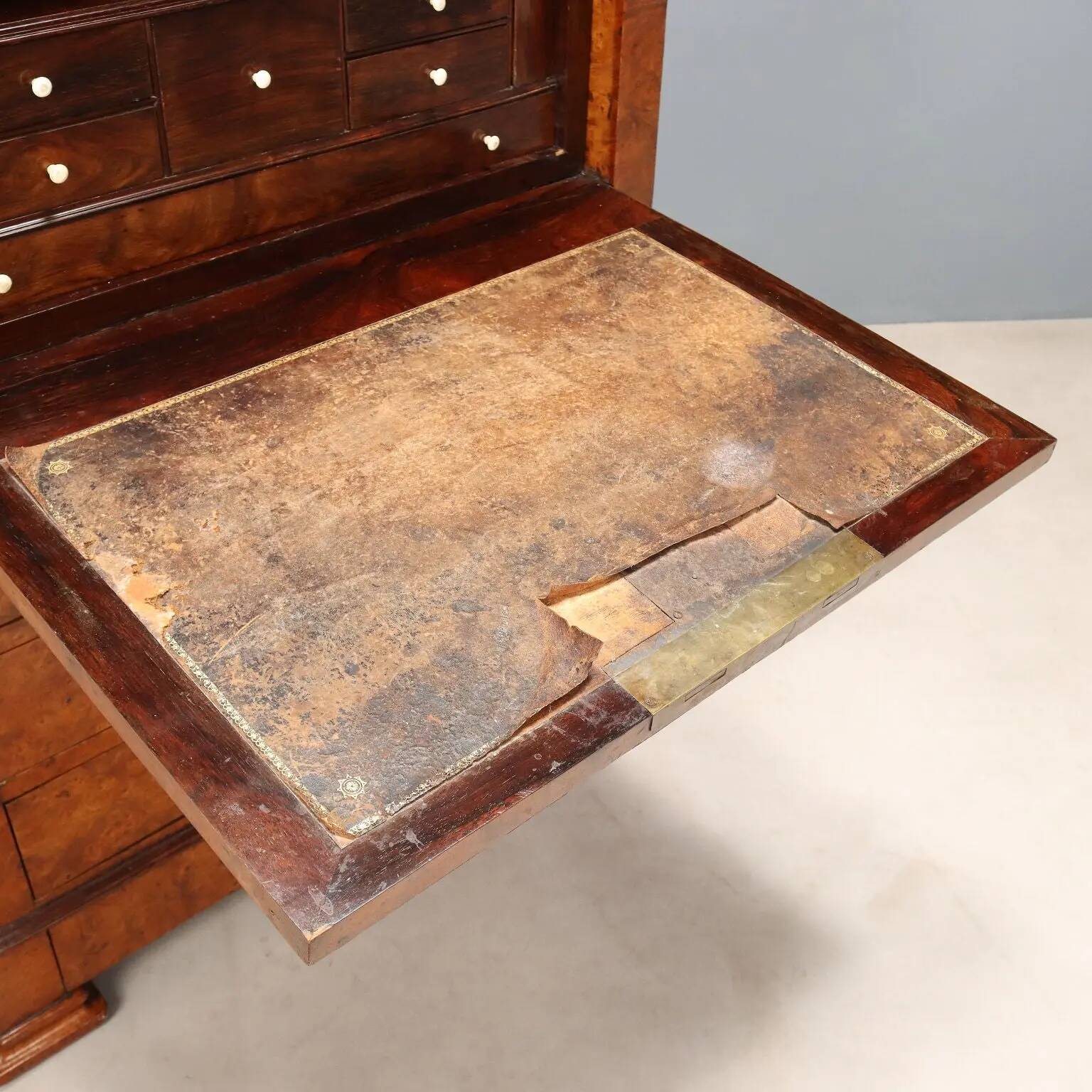 Former secretary in elm with a marble top, France, 19th century.