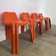 Table and 4 chairs in orange fiberglass design from the 70s Patrick Gingembre Paulus edition