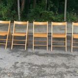 5 or 6 Scandinavian folding cane chairs 1970