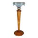 Antique opalescent glass and wood lamp, attributed to Ezan, 61 cm, C786