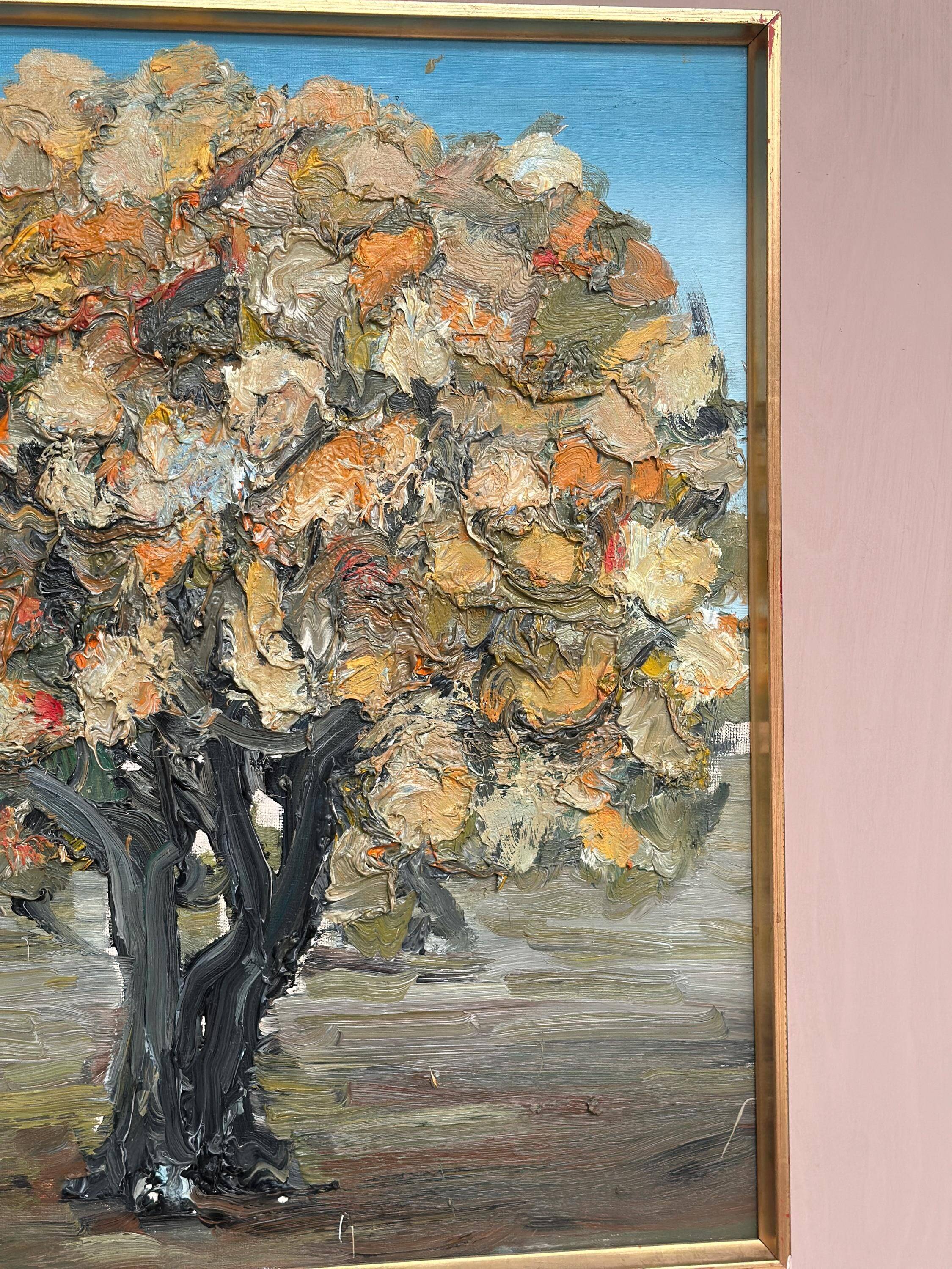 Original Swedish Oil On Canvas – “Chestnut Tree In Bloom” By Nils Olsson – Signed – Vintage & Framed – 83 × 72.5 Cm (32.7" × 28.5")
