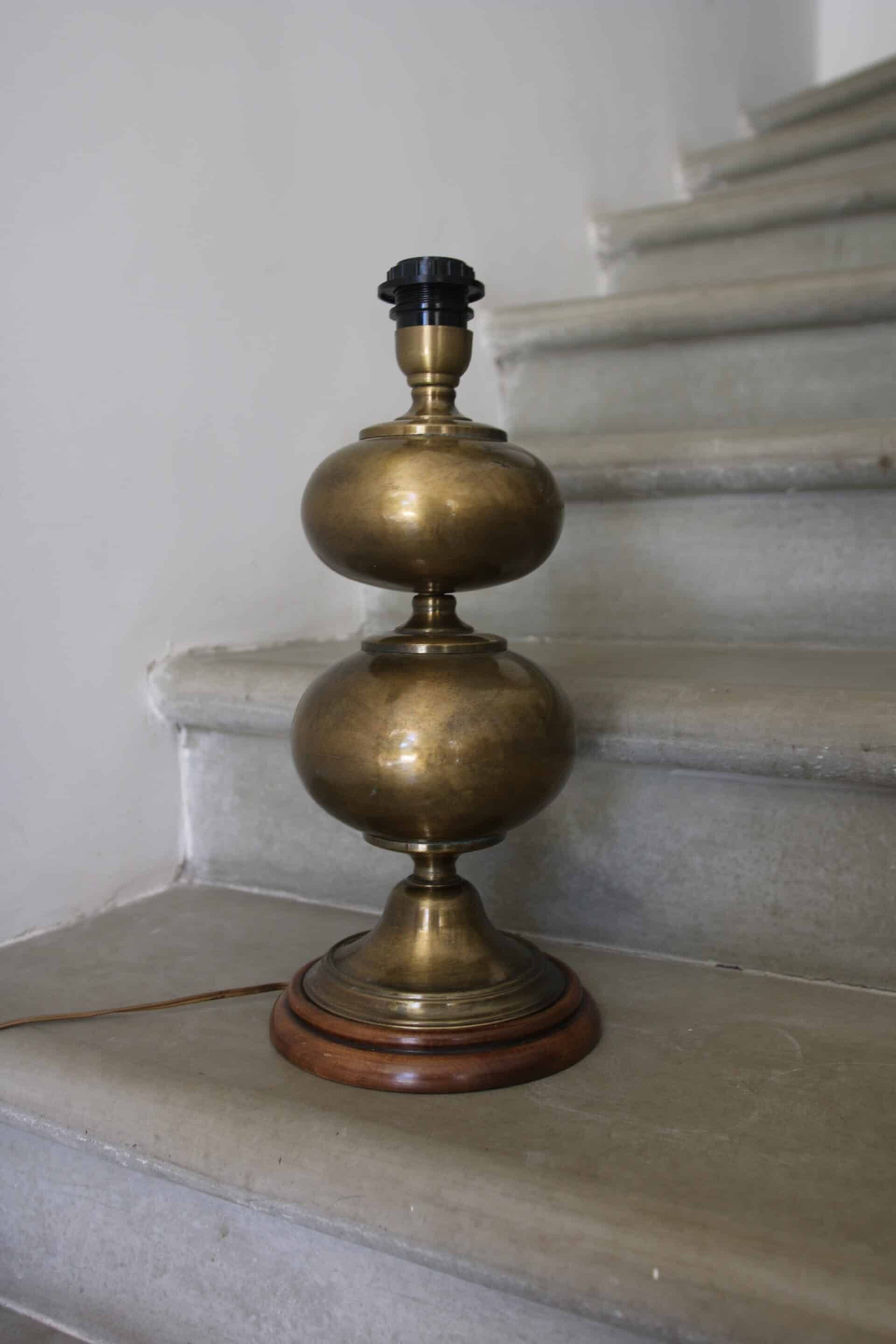 Vintage brass double globe lamp
