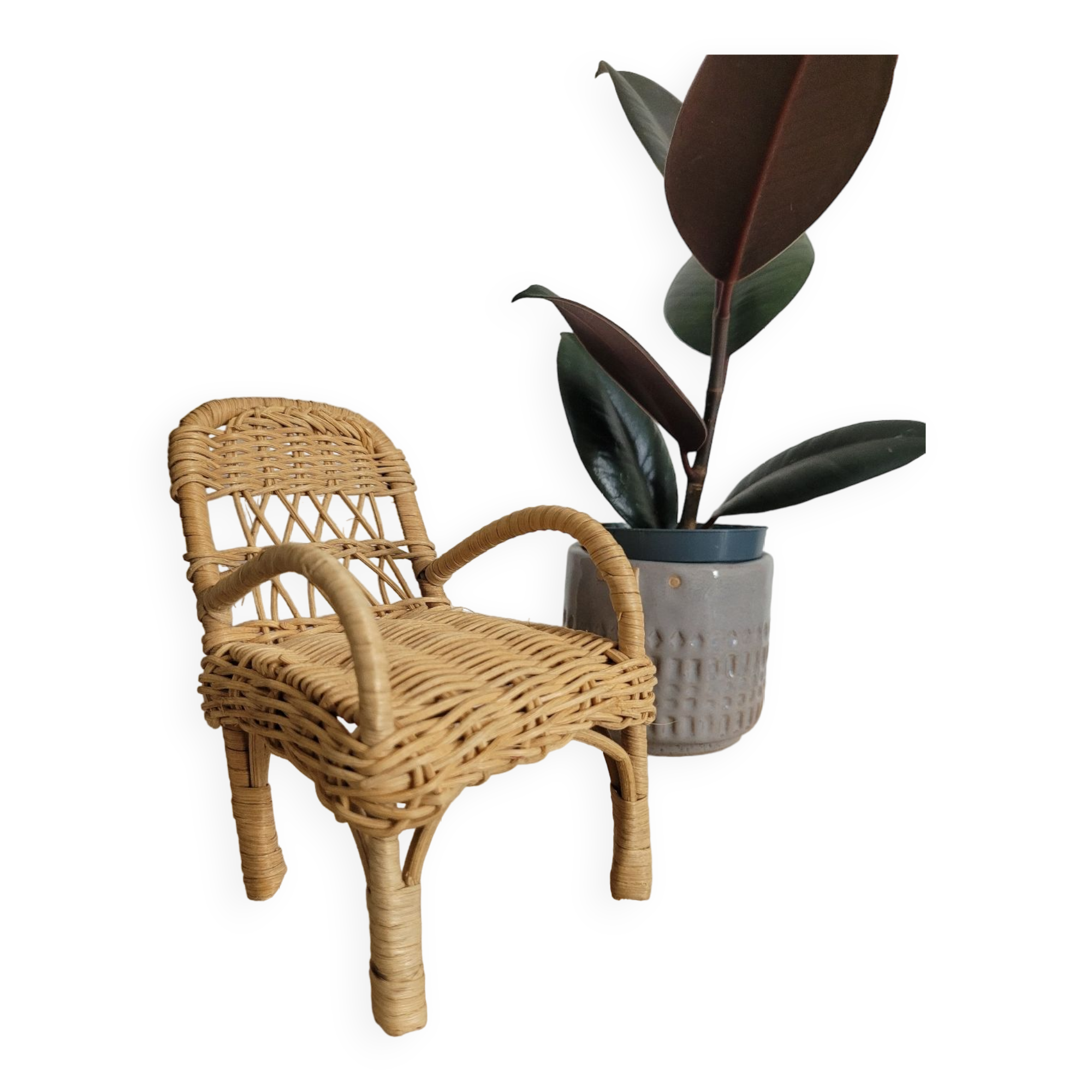 Rattan armchair for dollhouse