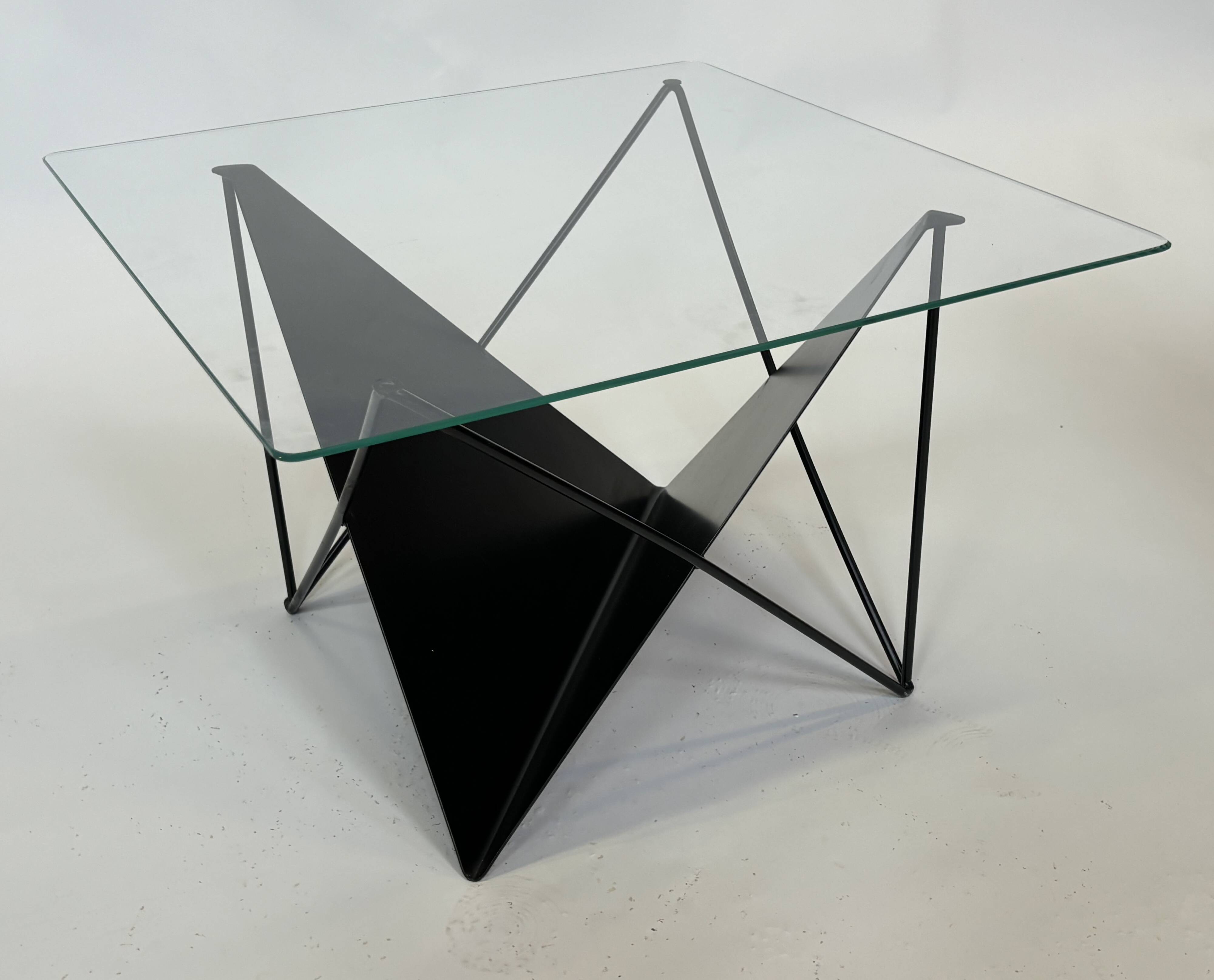 Vintage coffee table steel wire  eclectic 80s design