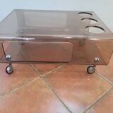 Smoked plexiglass coffee table from the 70s