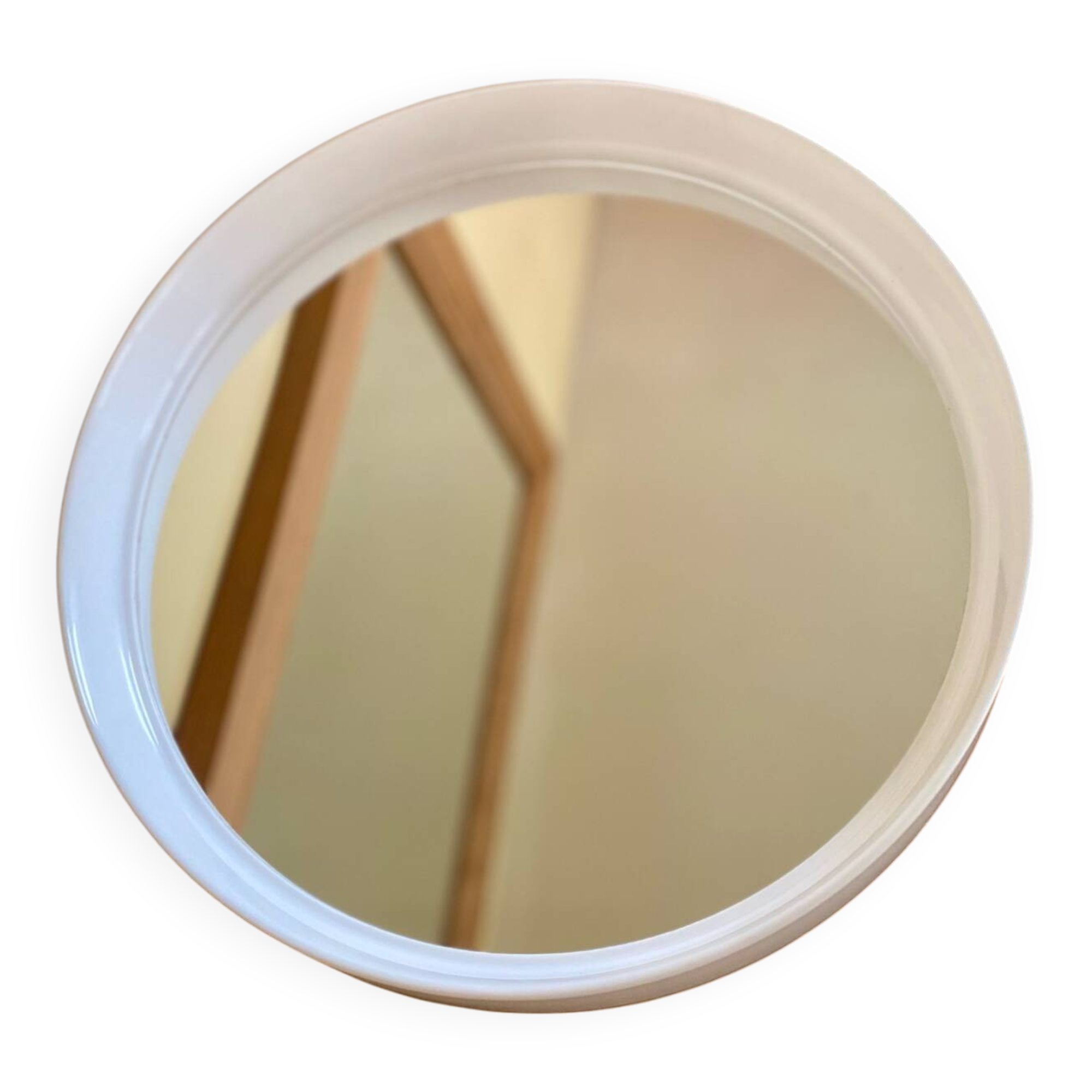 Vintage Belgian white round mirror