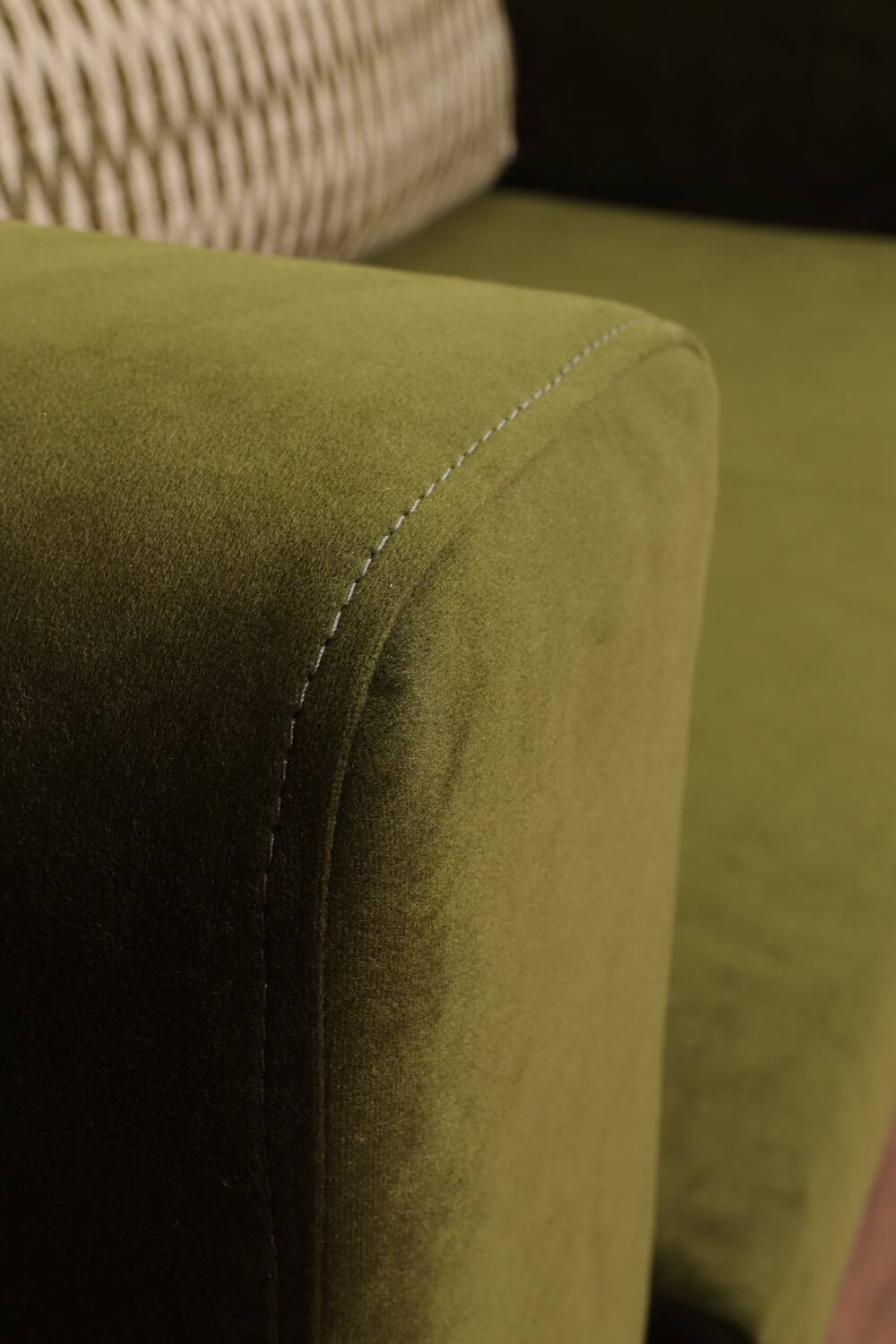 Vintage Two-seater Sofa, Deep Green Velvet, Cuschion patterns