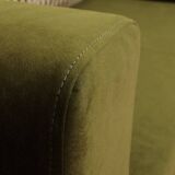 Vintage Two-seater Sofa, Deep Green Velvet, Cuschion patterns