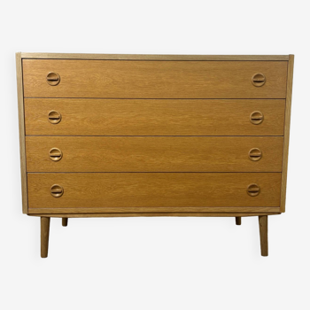 Scandinavian chest of drawers with 4 vintage oak drawers, 1960s