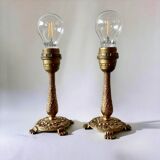 Paire de pieds de lampe en laiton - milieu de siècle.