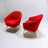 Pair of vintage red armchairs