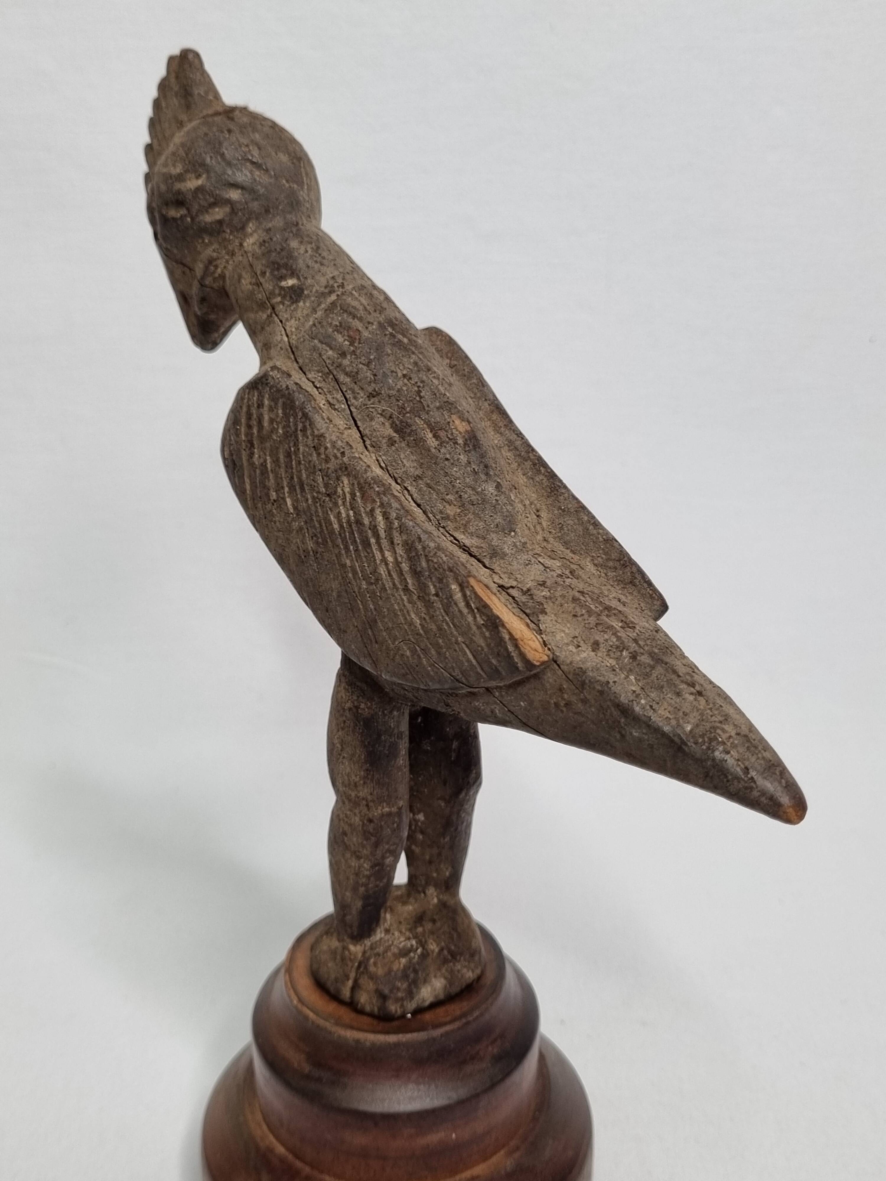 Lobi fetish bird in old wood Tribal sculpture from Burkina Faso 22 cm