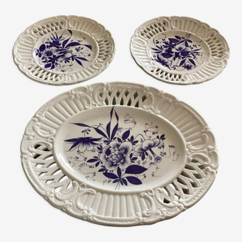 Ensemble 2 assiettes et 1 plat véritable rustique italian du Val del Brenta