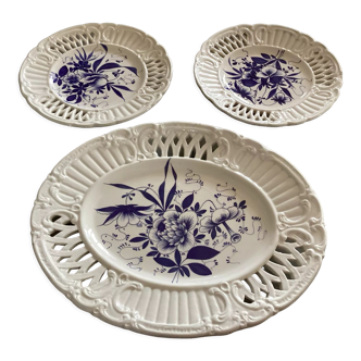 Ensemble 2 assiettes et 1 plat véritable rustique italian du Val del Brenta