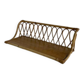 1960s rattan and wood wall shelf