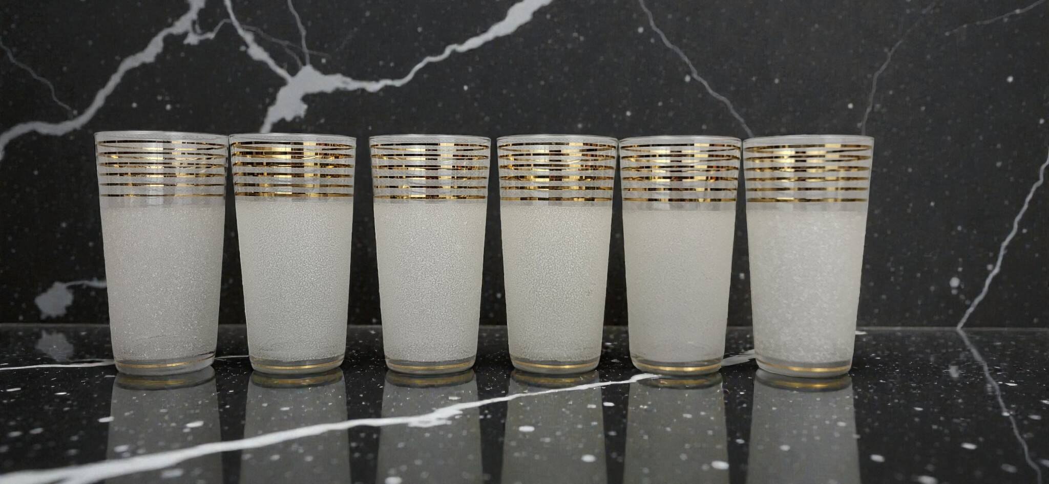 6 water glasses / frosted orangeade glasses