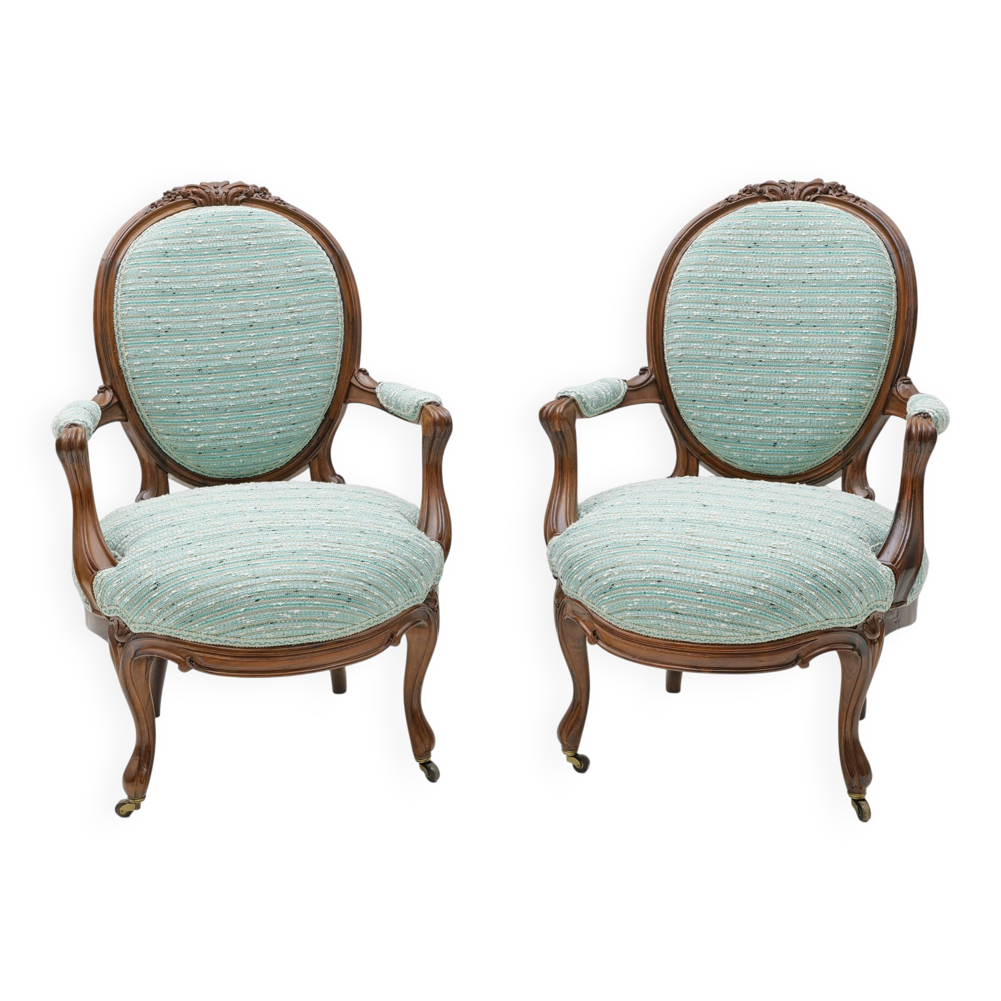 Pair of French Louis Philippe Style Armchairs, 19th Century