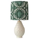 Art Deco table lamp by Charles Catteau for Boch Frères "Pineapple" with new Ikat silk shade.