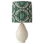 Art Deco table lamp by Charles Catteau for Boch Frères "Pineapple" with new Ikat silk shade.
