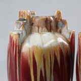 Pair of Sculptural Art Deco Glazed Ceramic Vases, Belgium 1930s