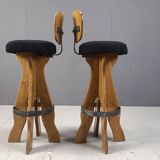 Set of 4 vintage brutalist bar stools, 1960s